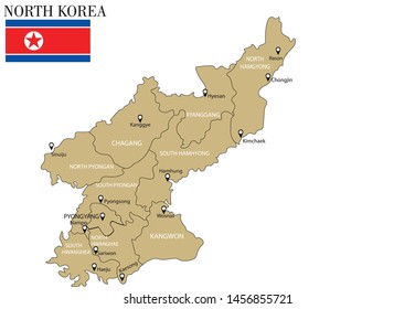 North Korea provinces map vector illustration
