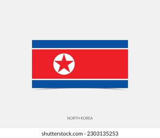 North Korea Rectangle flag icon with shadow.