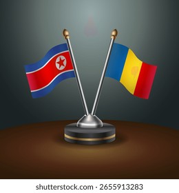 La tabla de Corea del Norte y Rumania marca la relación con el fondo de gradiente. Ilustración vectorial