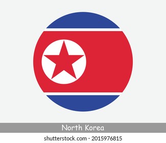 North Korea Round Circle Flag. North Korean Circular Button Banner Icon. DPRK Flag EPS Vector