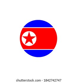 North Korea round flag icon. National North Korean circular flag vector illustration isolated on white.