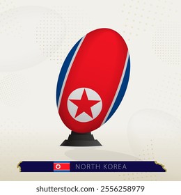 North Korea Rugby Ball on Rugby Kicking Tees with Modern Design. Illustration perfect for sports, national pride, and rugby-related projects.