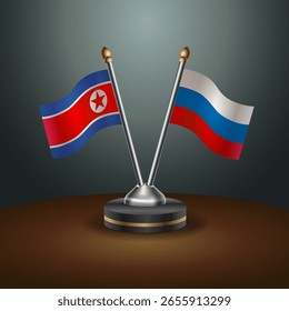 La tabla de Corea del Norte y Rusia señala la relación con el fondo de gradiente. Ilustración vectorial