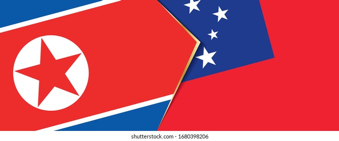 North Korea and Samoa flags, two vector flags symbol of relationship or confrontation.