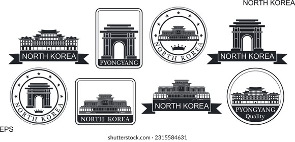 North Korea set. Isolated North Korea on white background