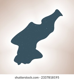 Forma de Corea del Norte sobre fondo degradado. Mapa de país con textura de arañazos. Afiche vibrante de Corea del Norte. Ilustración vectorial de moda.