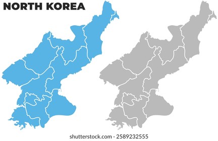 North Korea simple maps flat illustration