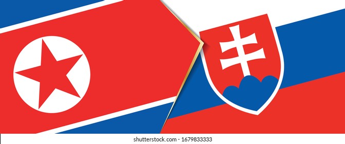North Korea and Slovakia flags, two vector flags symbol of relationship or confrontation.