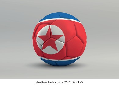 North Korea soccer ball featuring the national flag design on a gray background
