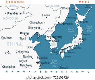 China Korea Map Images Stock Photos Vectors Shutterstock