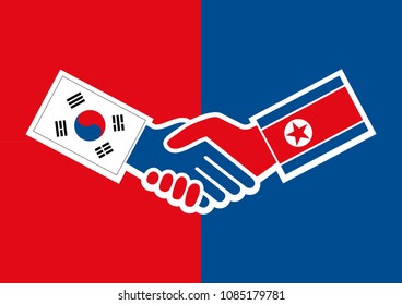 North Korea and South Korea leaders shaking hands