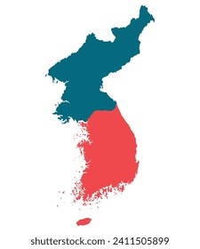 Mapa de Corea del Norte y Corea del Sur. Mapa de Corea. 