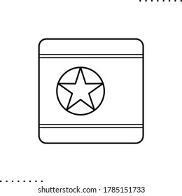 Icono de vector de bandera cuadrada de Corea del Norte en contornos 