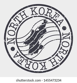 North Korea Stamp Postal. Map Silhouette Seal. Passport Round Design. Vector Icon. Design Retro Travel.