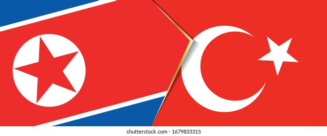 Banderas de Corea del Norte y Turquía, dos banderas vectoriales símbolo de relación o confrontación.