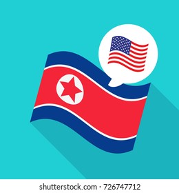 North Korea & US Flag vector illustration