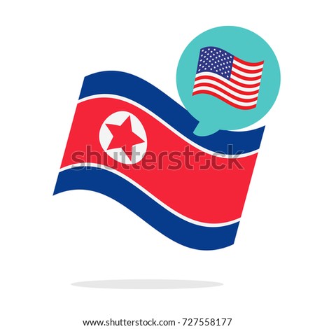 North Korea & US Flag vector illustration