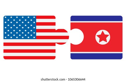 North Korea and USA flags puzzle