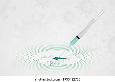 North Korea vaccination concept, vaccine injection in map of North Korea. Vaccine and vaccination against coronavirus, COVID-19. Vector template about Healthcare.