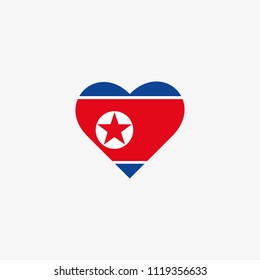North Korea Vector Flag Inside heart shape graphic element Illustration template design
