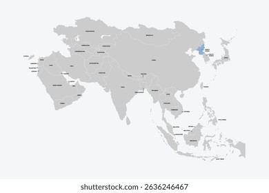 North Korea vector map, Asia map Silhouette isolated on white background. for website layouts, background,education,travel worldwide, map silhouette and earth geography