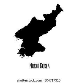 North Korea vector map black outline map with caption on white background. 