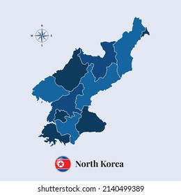 North Korea Vector Map Flag Flag Stock Vector (Royalty Free) 2140499389 ...