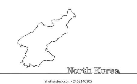 Esquema del mapa de Vector de Corea del Norte. Ilustración vectorial. Silueta de las fronteras estatales de un país en Asia Oriental.