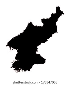 North Korea vector map silhouette isolated on white background. high detailed illustration. Asian country.