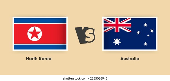 North Korea vs Australia flags placed side by side. Creative stylish national flags of North Korea vs Australia with background