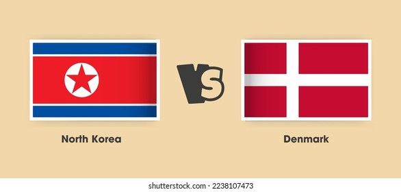 North Korea vs Denmark flags placed side by side. Creative stylish national flags of North Korea vs Denmark with background