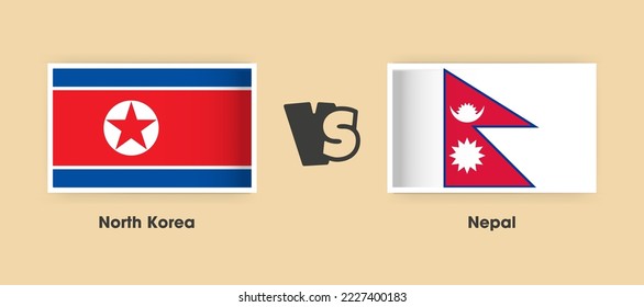 Banderas de Corea del Norte contra Nepal colocadas una al lado de la otra. Banderas nacionales creativas y elegantes de Corea del Norte vs Nepal con antecedentes
