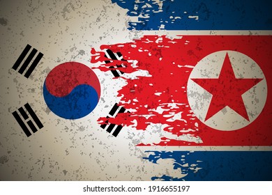 North Korea VS South Korea Flag Vector Background Illustration