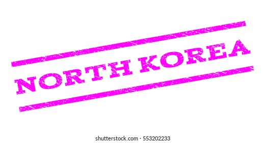 North Korea watermark stamp. Text tag between parallel lines with grunge design style. Rubber seal stamp with scratched texture. Vector magenta color ink imprint on a white background.