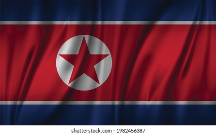 North Korea wave flag, flat layout, vector illustration