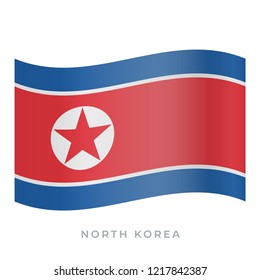 North Korea waving flag vector icon. National symbol of North Korea. Vector illustration isolated on white.