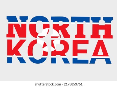 north korea word with north korean flag