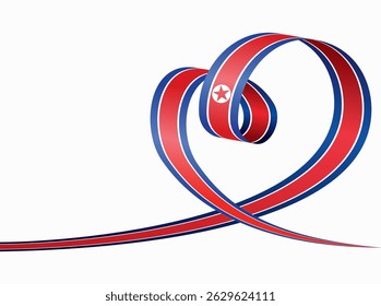 Bandeira norte-coreana com formato de fita. Ilustração vetorial.