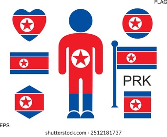 North Korean flag. Isolated North Korean flag on white background