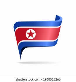North Korean flag map pointer layout. Vector illustration.