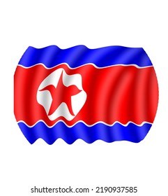 North Korean flag template in brush and circle style