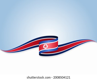 North Korean flag wavy abstract background. Vector illustration.