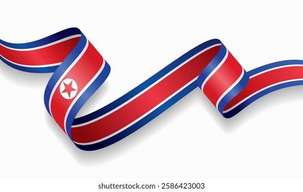 North Korean flag wavy abstract background. Vector illustration.