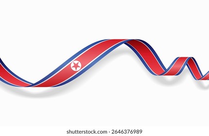 Layout de plano de fundo ondulado abstrato da bandeira norte-coreana. Ilustração vetorial.
