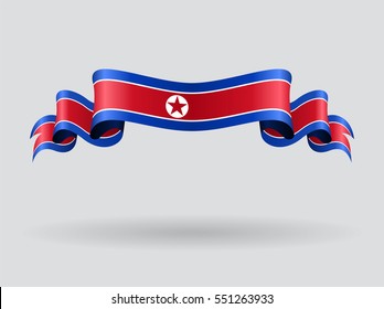 North Korean flag wavy abstract background. Vector illustration.