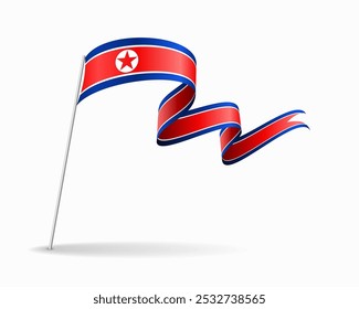 North Korean flag wavy background layout. Vector illustration.