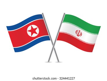 North Korean and Iranian flags. Vector illustration.