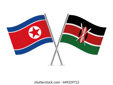 North Korean and Kenyan flags. Vector illustration.