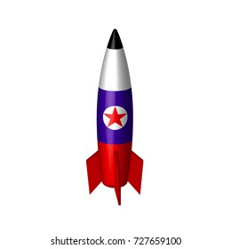 A North Korean missile in a vector on a white background.Hypersonic aircraft missile in the vector.