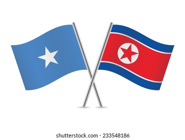 North Korean and Somali flags. Vector illustration.